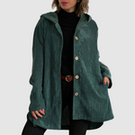 Women's Comfortable Velvet Hooded Jacket in Green