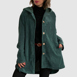 Women's Comfortable Velvet Hooded Jacket in Green
