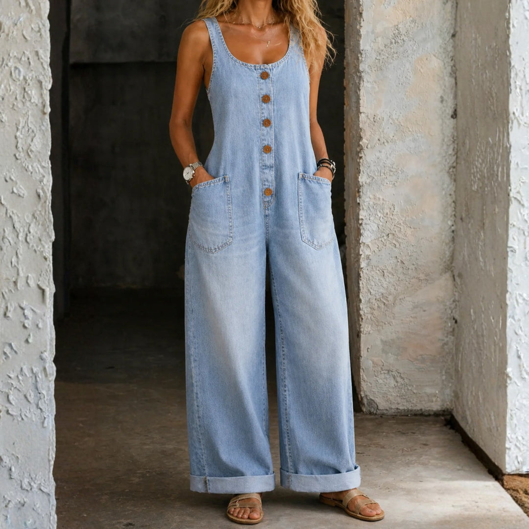Women's Vintage-Wash Cotton Jumpsuit