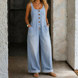 Women's Vintage-Wash Cotton Jumpsuit