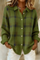 Women's Plaid Knit Shirt Jacket in Green