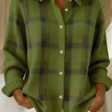 Courtney Checkered Cardigan in Green