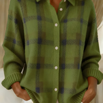 Camille Plaid Cardigan in Green