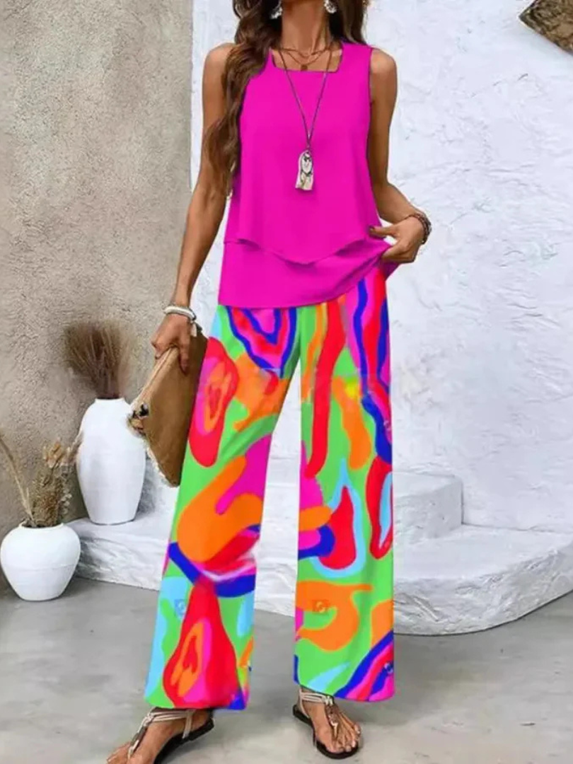 Women's Sleeveless Top And Wide-Leg Pants Set, photo 4