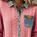 Women's Pink Knitted Denim Sweater, photo 3