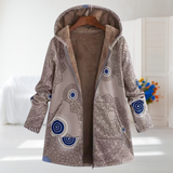 Women's Neutral Patterned Fleece Coat in Beige