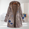 Women's Neutral Patterned Fleece Coat in Beige