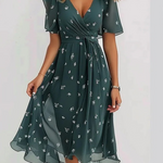 Women's Summer Dress With Belly Cover in Green