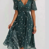Women's Summer Dress With Belly Cover in Green