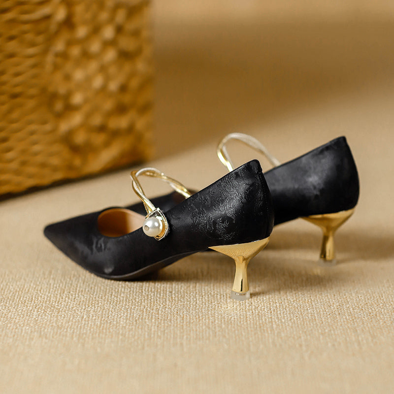 Women's Pearl-Strap Pointed-Toe Kitten Heels, photo 12