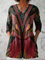 Manon Long Blouse with V-Neck in Multicolor
