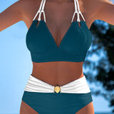 Women's Elegant Support Bikini Set in Dark Green