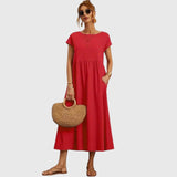 Fenella Comfortable Midi Dress in Red