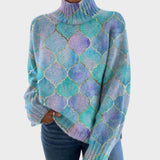 Delores Artistic Print Turtleneck Sweater