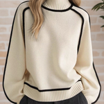 Donna Elegant Mock-Neck Sweater in White