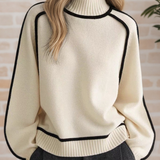 Donna Elegant Mock-Neck Sweater in White
