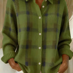 Courtney Plaid Button Cardigan in Green