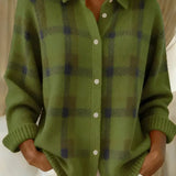 Courtney Plaid Button Cardigan in Green