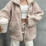 Oversized Teddy Jacket with Stand Collar, photo 17
