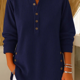 Women's Henley Button Tunic in Navy