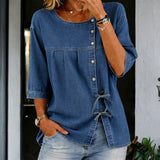 Women's Long Vintage Denim Blouse