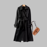 Women's Elegant Knee-Length Loose Fit Coat in Black