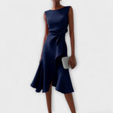 Darlene Sophisticated Midi Dress in Navy Blue