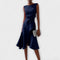 Darlene Sophisticated Midi Dress in Navy Blue