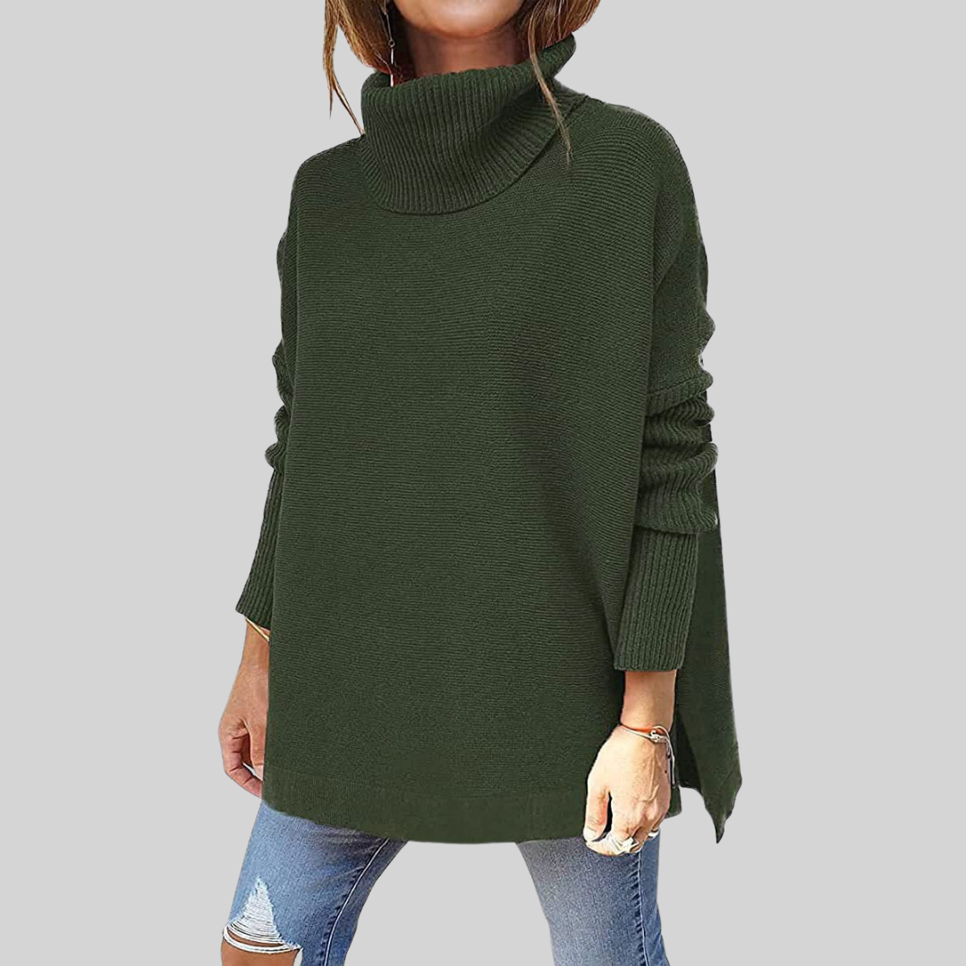 Almut Oversized Turtleneck Sweater in Green