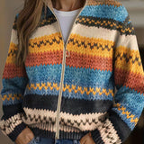 Women's Striped Zip Cardigan