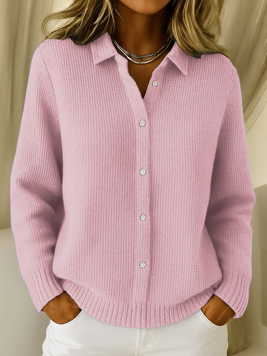 Women's Pink Button-Up Knit Cardigan
