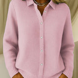 Women's Pink Button-Up Knit Cardigan