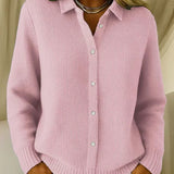 Women's Textured Button-Front Cardigan in Pink