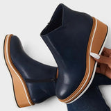 Women's Platform Ankle Boots with Zip in Blue