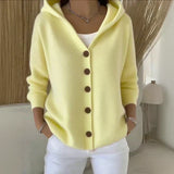 Women's Hooded Knit Cardigan in Yellow