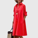 Women's Elegant Dress With Pockets in Red