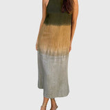 Women's Stylish Print Dress in Dark Green