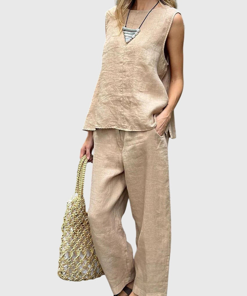 Sabrina Elegant Two-Piece Set in Beige