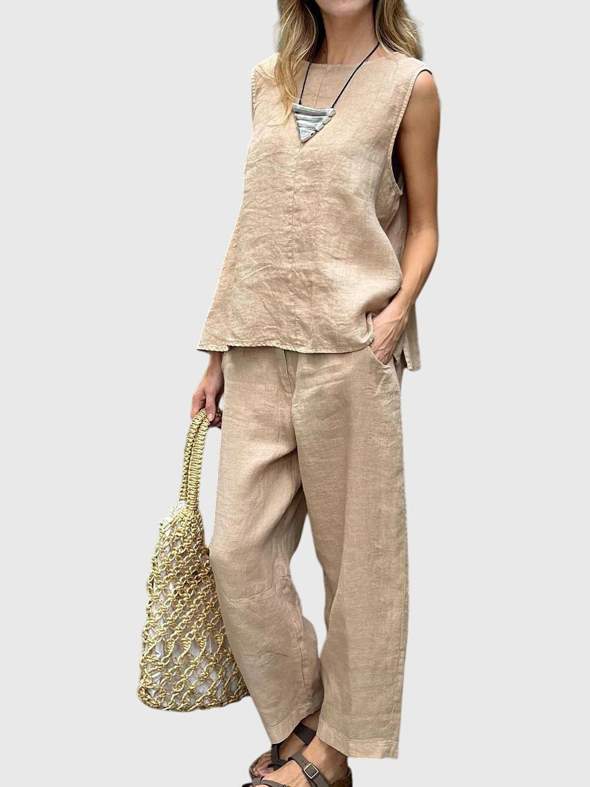 Sabrina Elegant Two-Piece Set in Beige