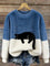 Women's Soft Cat Graphic Sweater in Blue