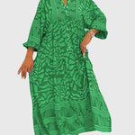 Women's Maxi Dress With Elegant Print in Green