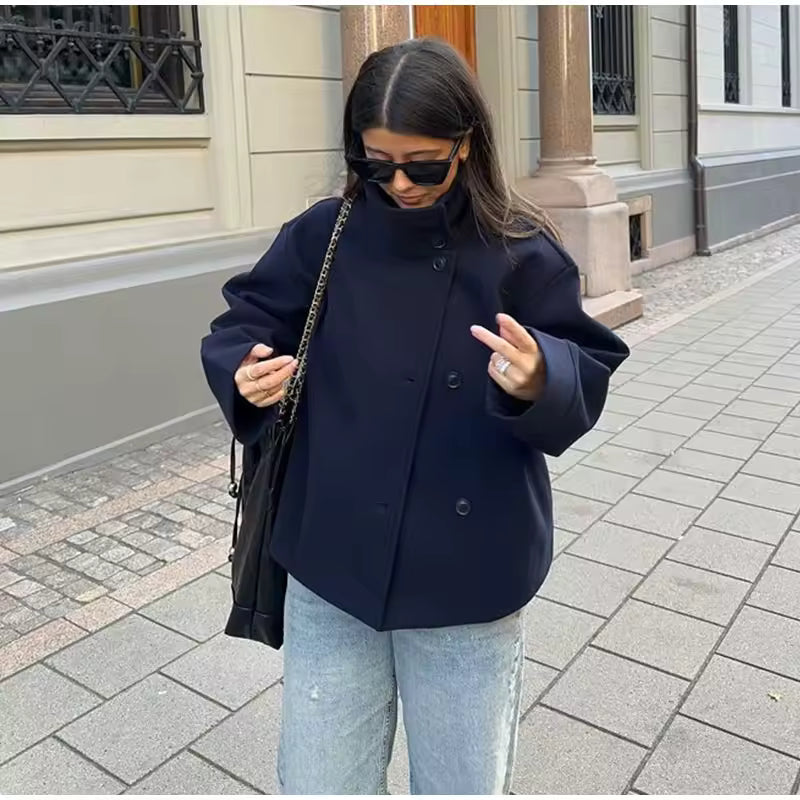 Women's Luxe Double-Breasted Short Coat, photo 6