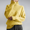 Women's Luxurious Cashmere Mock-Neck Sweater in Yellow