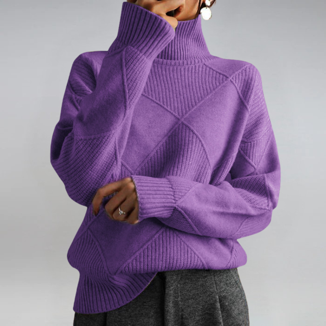 Women's Luxurious Cashmere Mock-Neck Sweater in Lilac