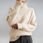 Women's Luxurious Cashmere Mock-Neck Sweater in Beige