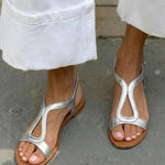 Women's Summer Sole Sandals in Silver