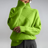 Women's Luxurious Cashmere Mock-Neck Sweater in Green