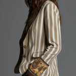 Suzanne | Striped Bohemian Blazer with Printed Collar