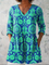 Ines Long Blouse with V-Neck in Teal