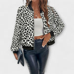 Women's Elegant Leopard-Print Jacket in White